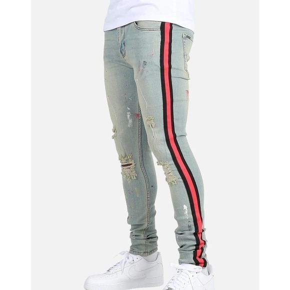 SERENEDE Jeans Pants Sacred Plasma‎ Spray Paint Distressed Mens Size 40 - Picture 1 of 11